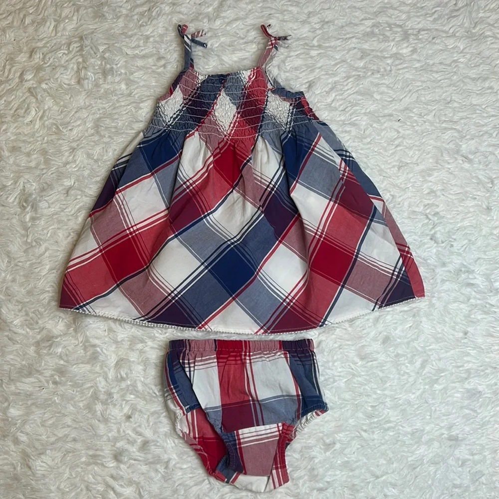 Old Navy Red, White, And Blue Forth Of July Plaid Dress Set - Picture 2 of 9